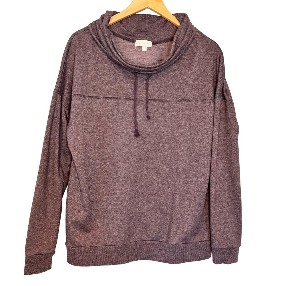Simply Southern Drawstring Cowl Neck Gray Pullover Sweatshirt Size Large